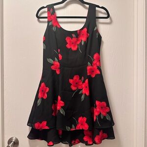 VTG Floral Black and Red Mini Dress - Sz 4